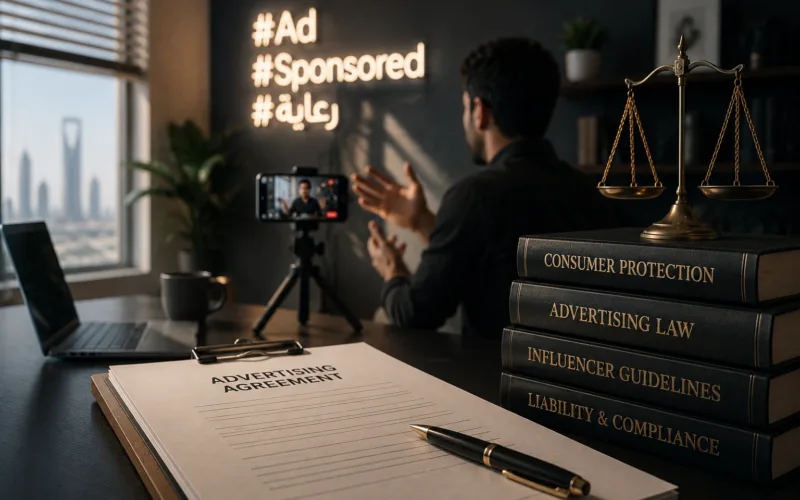 صناديق منتجات معدّة للإرسال على طاولة تسويق — الإهداء والتأثير داخل نطاق المسؤولية القانونية للمعلِن